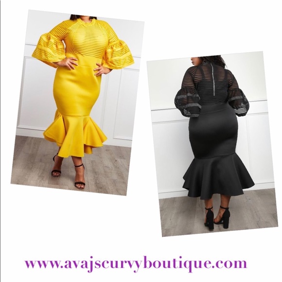 Mermaid Shadow Stripe Peplum Bottom Dress - Picture 1 of 2